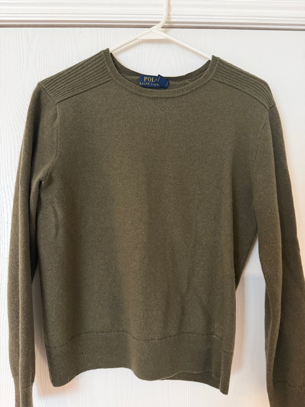 Polo by Ralph Lauren 100% Merino Wool Olive Green Crewneck Sweater